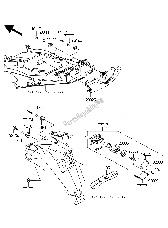 Toutes les pièces pour le Feu Arrière du Kawasaki ZZR 1400 ABS 2010