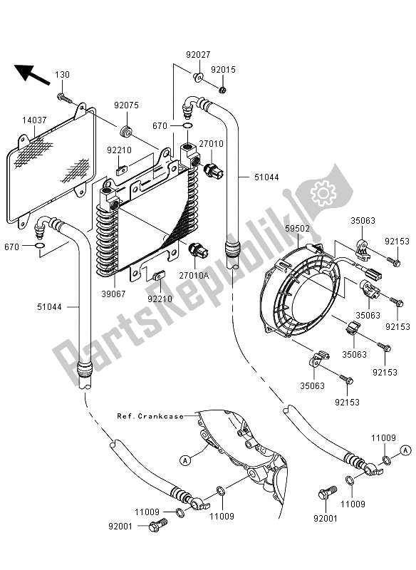 All parts for the Oil Cooler of the Kawasaki KVF 360 4X4 2009