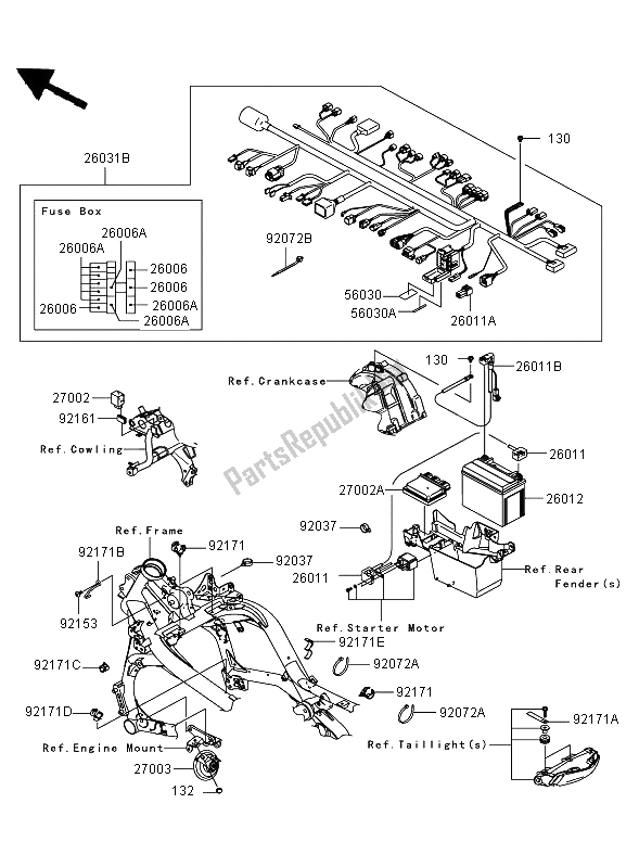 Todas las partes para Equipo Eléctrico Del Chasis de Kawasaki Versys 650 2008