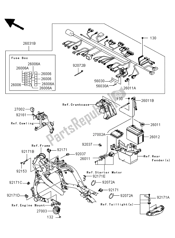 All parts for the Chassis Electrical Equipment of the Kawasaki Versys 650 2008