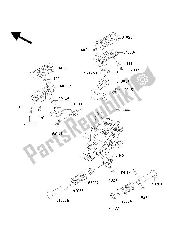 All parts for the Footrests of the Kawasaki W 650 2002