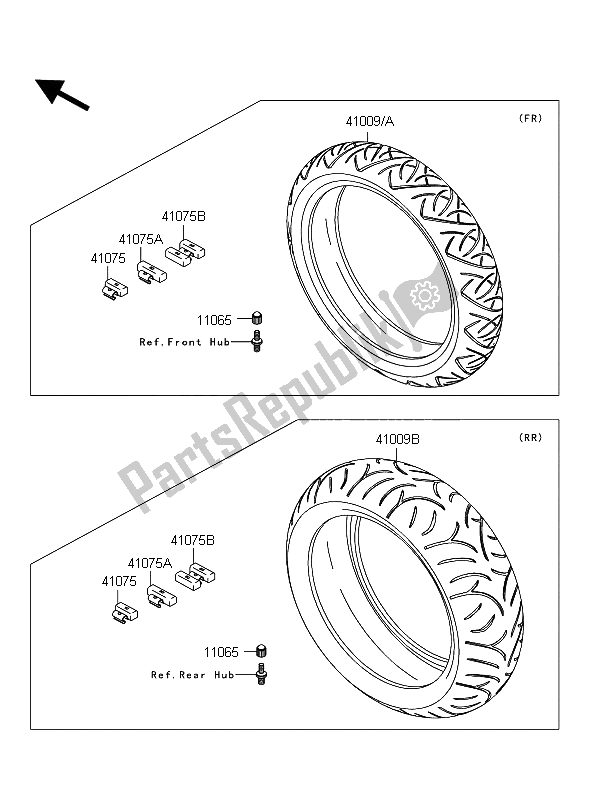 All parts for the Tires of the Kawasaki 1400 GTR ABS 2012