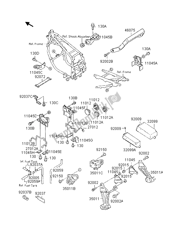 Toutes les pièces pour le Compartiment Des Piles du Kawasaki GPX 600R 1995