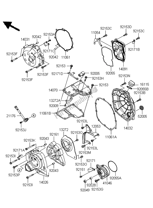 All parts for the Engine Cover of the Kawasaki ZZR 1400 ABS 2010