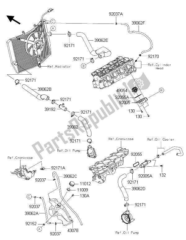 Toutes les pièces pour le Conduite D'eau du Kawasaki Ninja ZX 6R ABS 600 2015