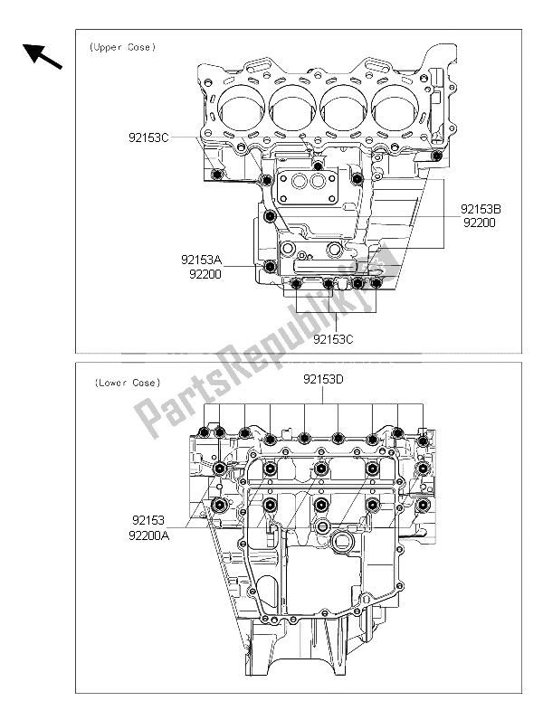 All parts for the Crankcase Bolt Pattern of the Kawasaki Ninja ZX 6R 600 2015