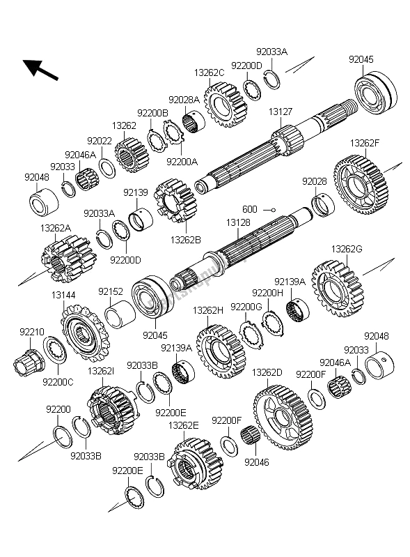 All parts for the Transmission of the Kawasaki Z 1000 2012