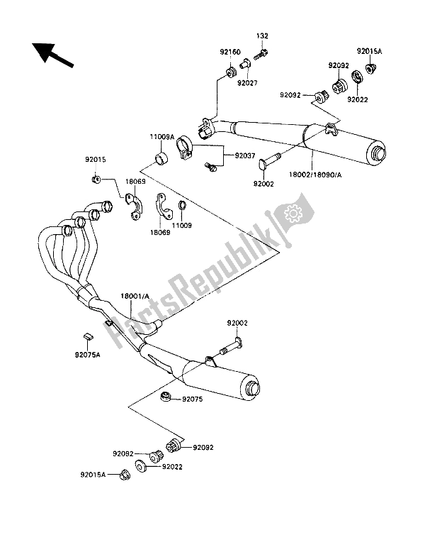 All parts for the Muffler of the Kawasaki ZZ R 1100 1992