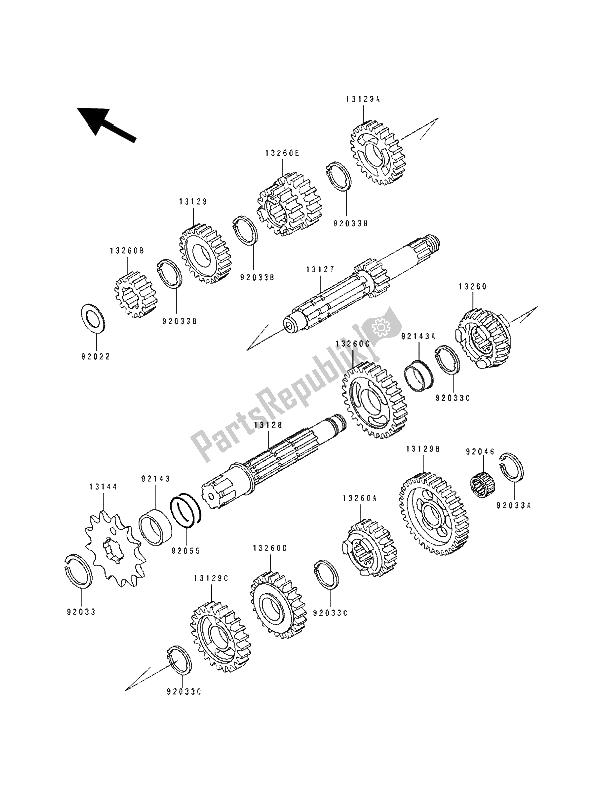 Alle onderdelen voor de Overdragen van de Kawasaki KDX 200 1991