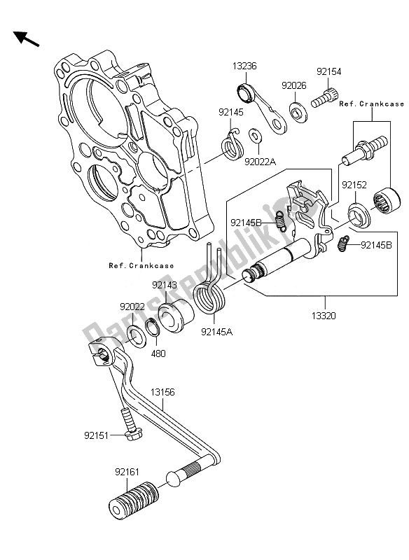 Alle onderdelen voor de Schakelmechanisme van de Kawasaki ER 6N ABS 650 2011