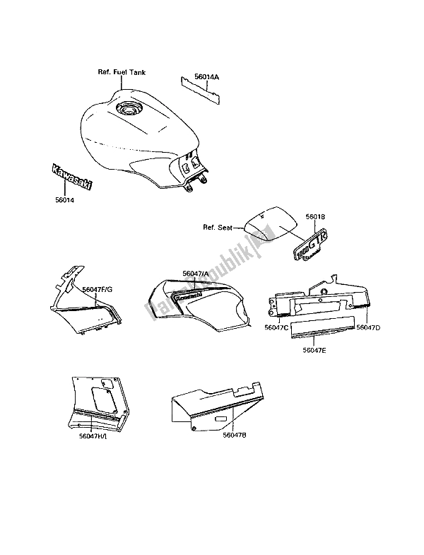 Wszystkie części do Kalkomanie (czerwone) Kawasaki 1000 GTR 1992