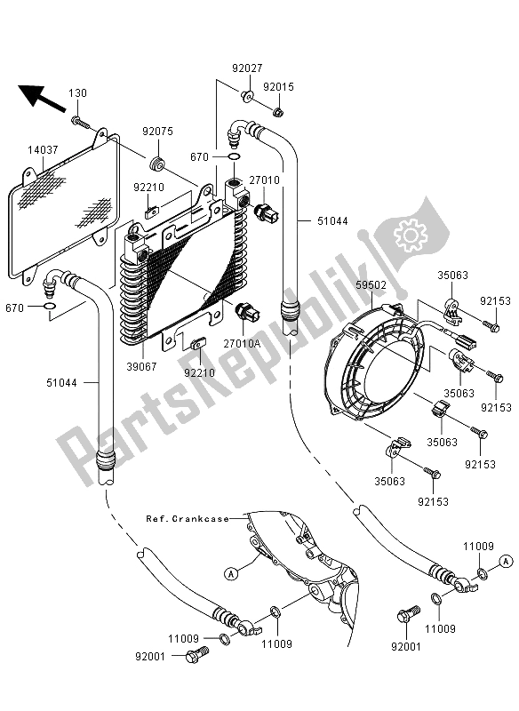 All parts for the Oil Cooler of the Kawasaki KVF 360 2008