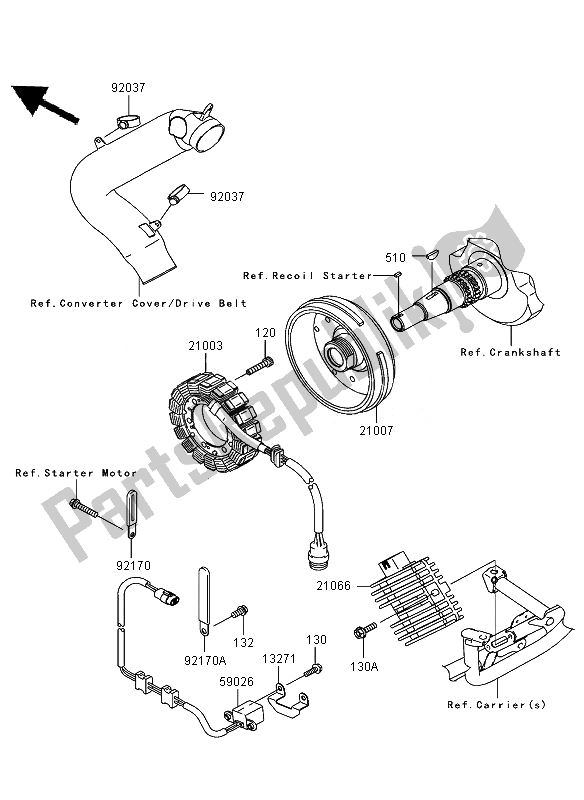 All parts for the Generator of the Kawasaki KVF 750 4X4 2007