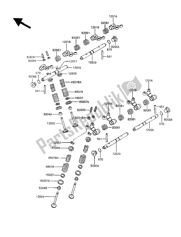 Todas las partes para Válvula (s) de Kawasaki GPX 600R 1994