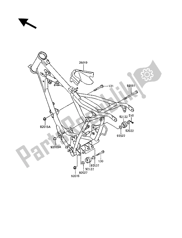 All parts for the Frame Fitting of the Kawasaki KX 60 1985