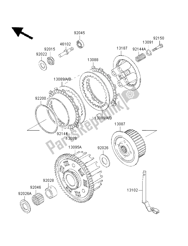 Todas as partes de Embreagem do Kawasaki Ninja ZX 6R 600 1996