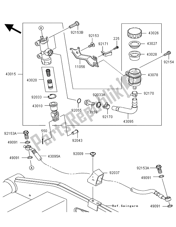 Wszystkie części do Tylny Cylinder G?ówny Kawasaki Z 750R 2012