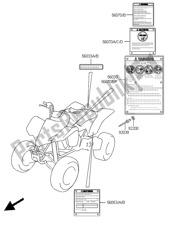 All parts for the Labels of the Kawasaki KFX 400 2006