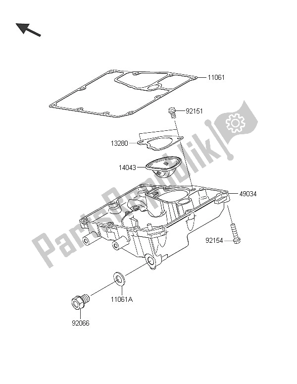 All parts for the Oil Pan of the Kawasaki ER 6N 650 2016