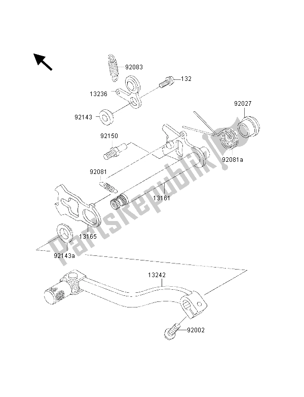 All parts for the Gear Change Mechanism of the Kawasaki KX 85 SW 2001