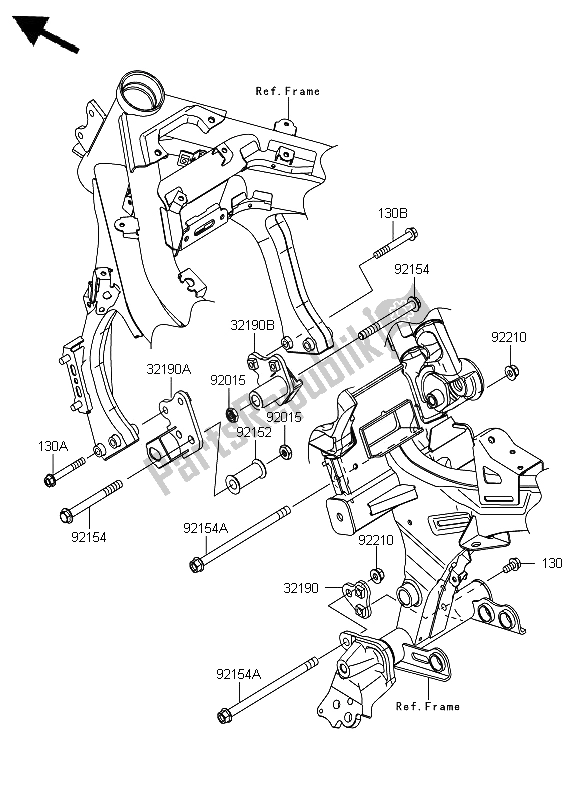 All parts for the Engine Mount of the Kawasaki ER 6F 650 2012