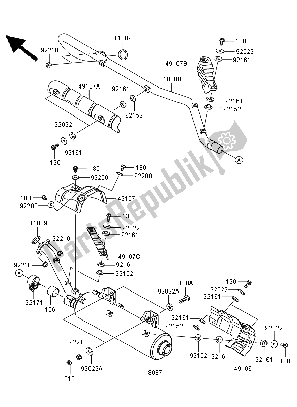 All parts for the Muffler(s) of the Kawasaki KVF 650 4X4 2013