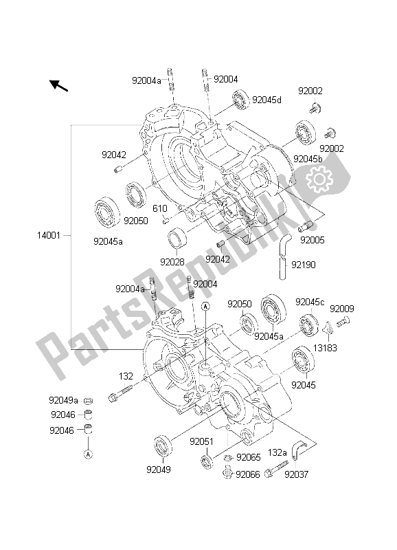 Todas as partes de Bloco Do Motor do Kawasaki KX 500 2002