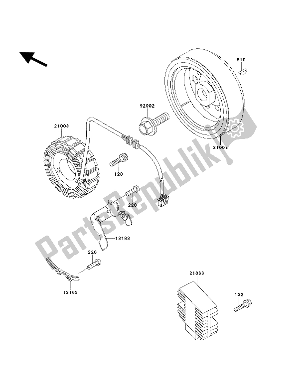 Tutte le parti per il Generatore del Kawasaki KLX 650 1994