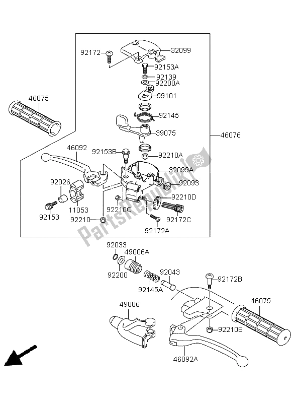 Todas las partes para Palanca De La Manija de Kawasaki KFX 50 2003