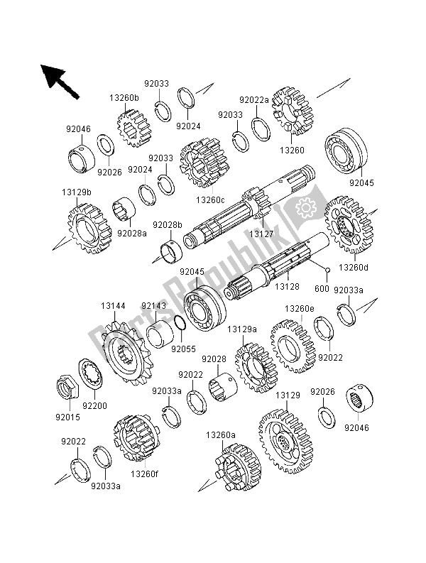 Alle onderdelen voor de Overdragen van de Kawasaki EN 500 2000