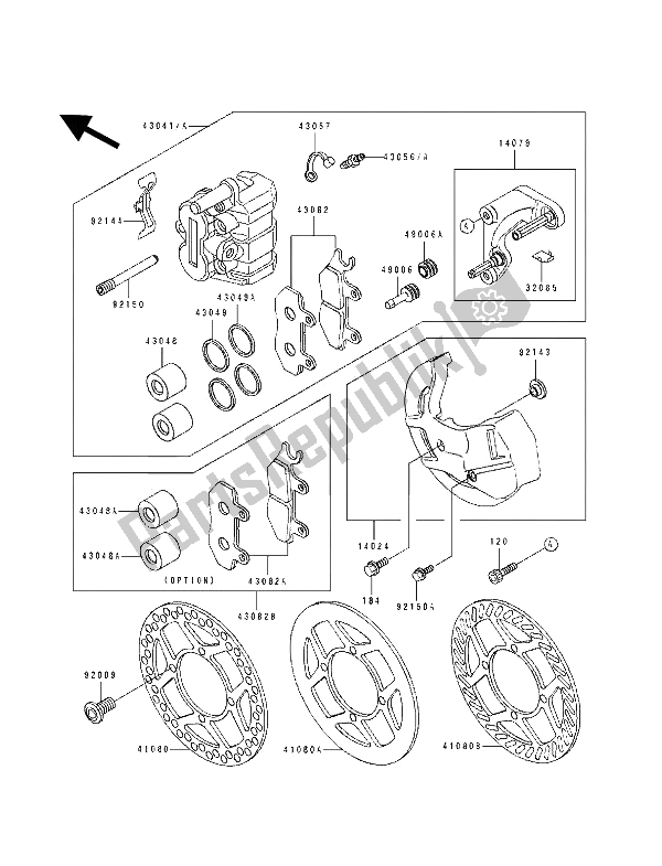 Tutte le parti per il Pinza Anteriore del Kawasaki KX 125 1990