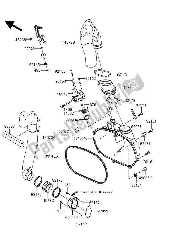 Toutes les pièces pour le Couvercle Du Convertisseur du Kawasaki KVF 750 4X4 EPS 2012