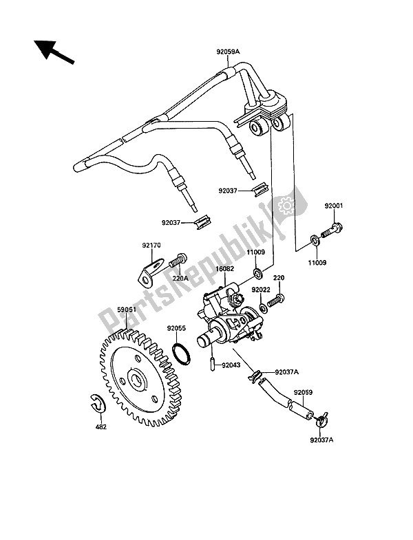 Tutte le parti per il Pompa Dell'olio del Kawasaki KR 1 2 250 1989