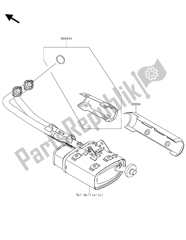 Toutes les pièces pour le Accessoire (cache Silencieux) du Kawasaki Vulcan S 650 2015