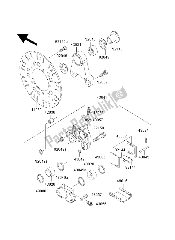 All parts for the Rear Brake of the Kawasaki ZRX 1200 2003