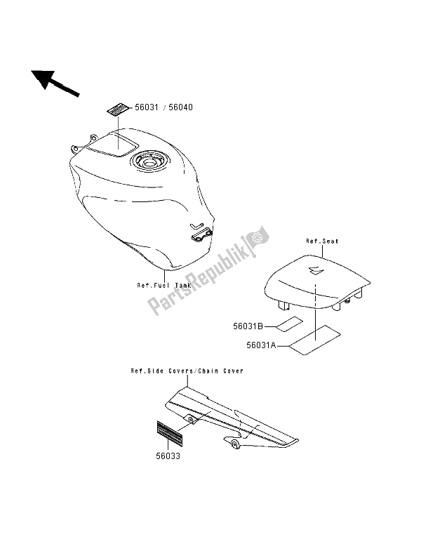 All parts for the Labels of the Kawasaki Ninja ZX 6R 600 1998