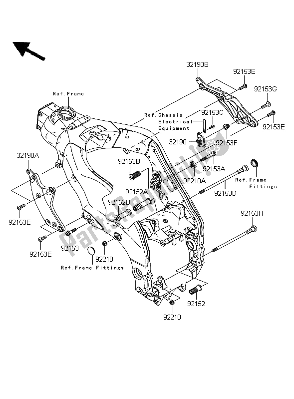 Todas as partes de Montagem Do Motor do Kawasaki Ninja ZX 10R 1000 2009