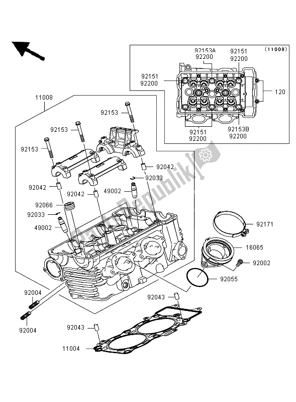 Todas as partes de Cabeça De Cilindro do Kawasaki ER 6N ABS 650 2006