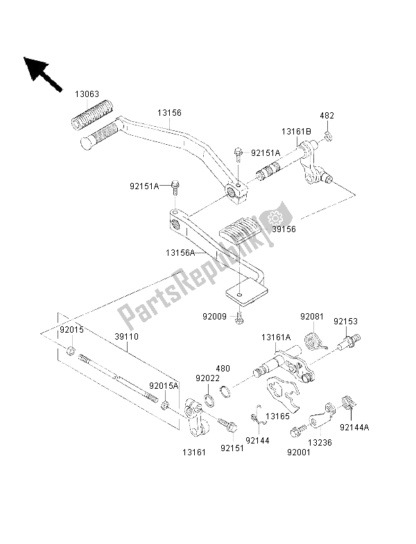 All parts for the Gear Change Mechanism of the Kawasaki VN 1500 Classic FI 2002