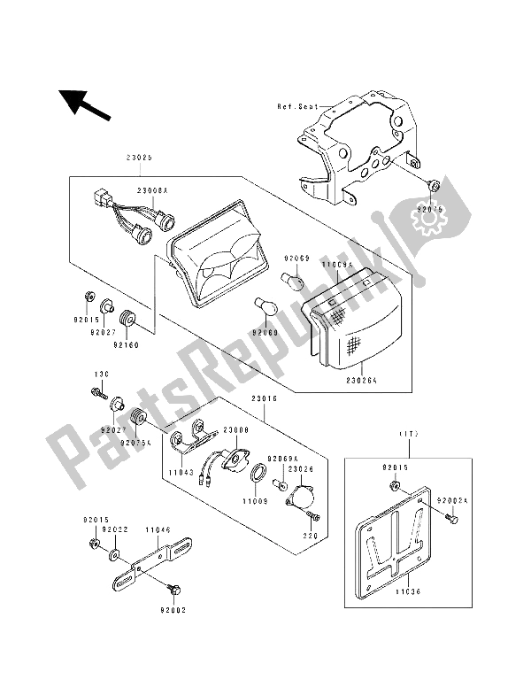 Tutte le parti per il Lampada Di Coda del Kawasaki ZZ R 600 1992