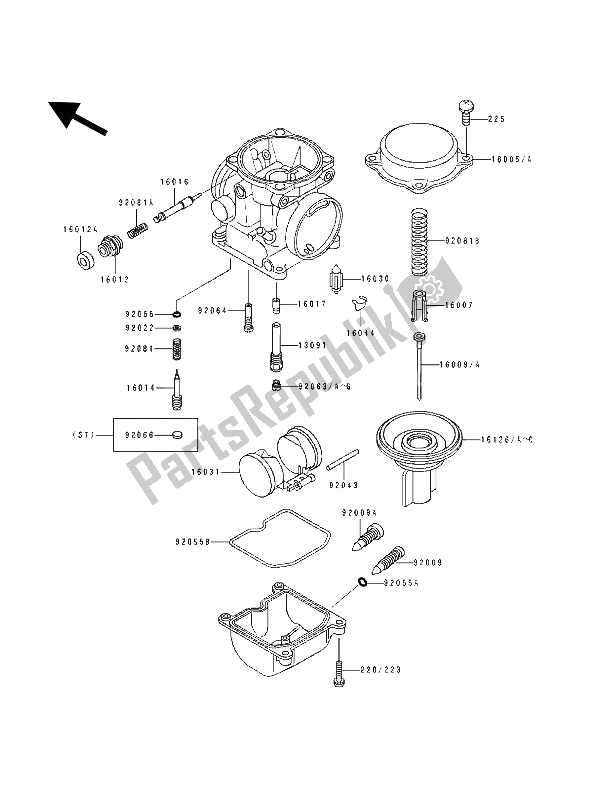 Tutte le parti per il Parti Del Carburatore del Kawasaki GPZ 500S 1992