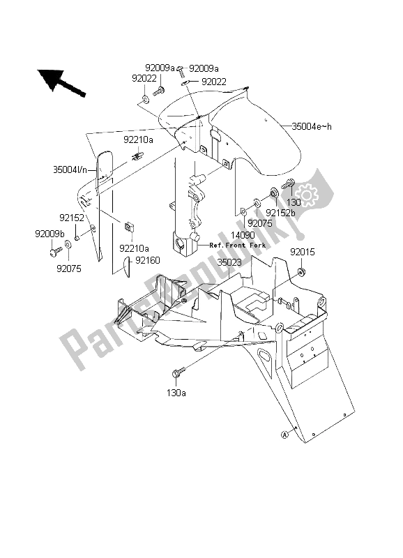 All parts for the Fenders of the Kawasaki Ninja ZX 9R 900 2001