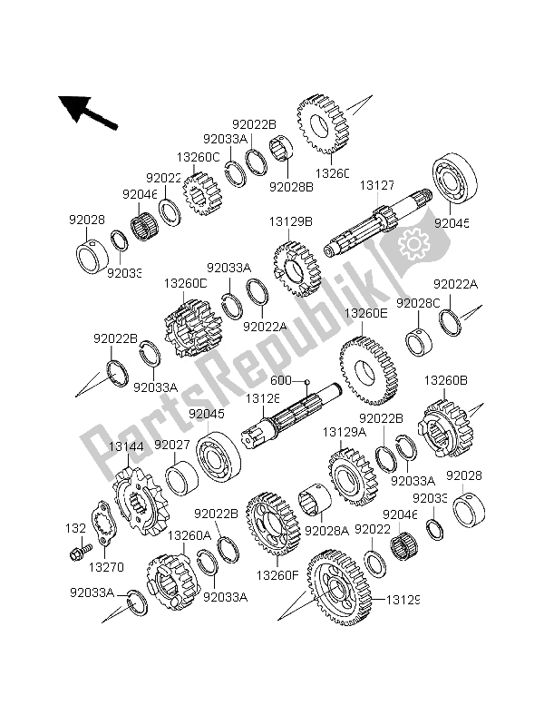 All parts for the Transmission of the Kawasaki EL 252 1996