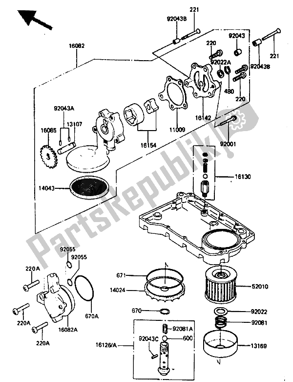 Todas las partes para Bomba De Aceite de Kawasaki ZX 750 1985