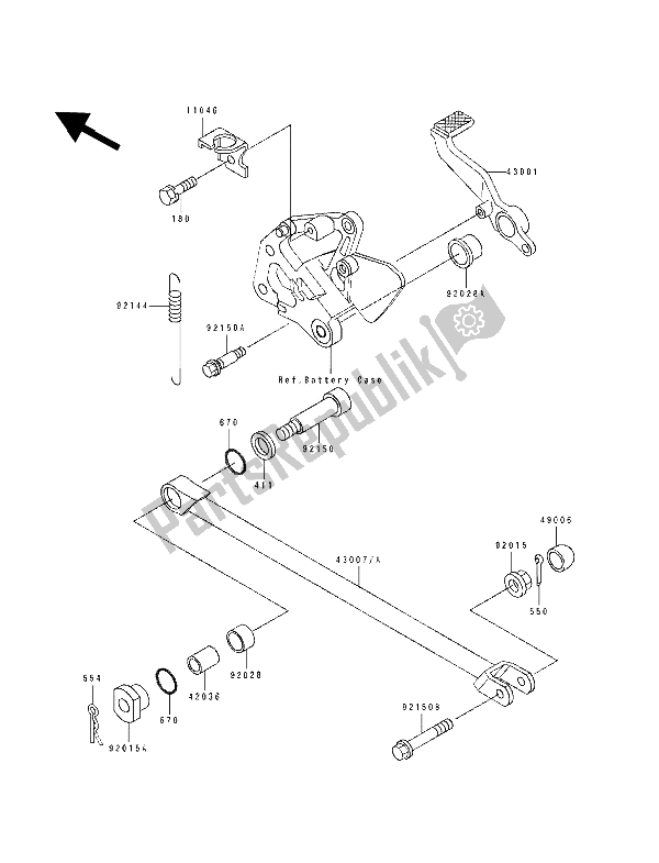 All parts for the Brake Pedal of the Kawasaki ZXR 400 1991