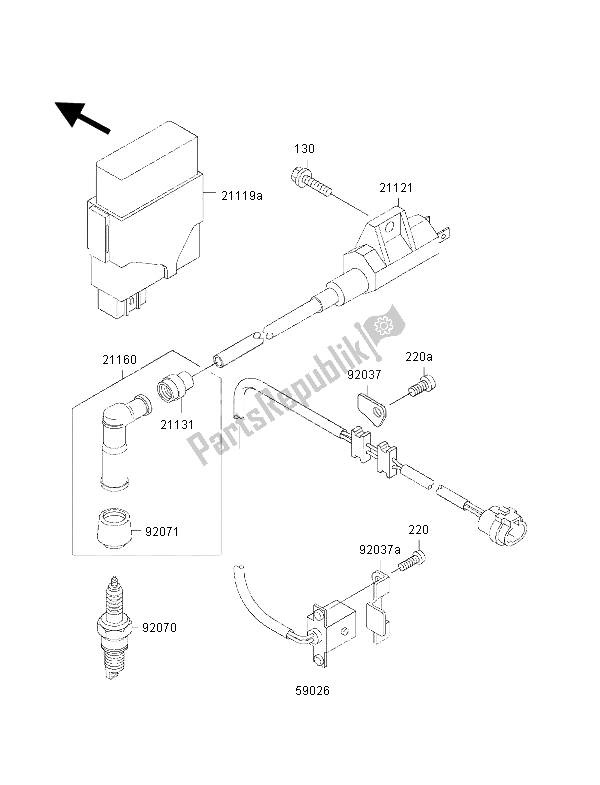 All parts for the Ignition System of the Kawasaki KVF 300 2002