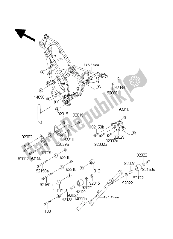 Toutes les pièces pour le Montage Moteur du Kawasaki KDX 200 2003