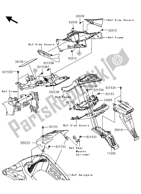 Tutte le parti per il Parafango Posteriore del Kawasaki Ninja ZX 6R 600 2011