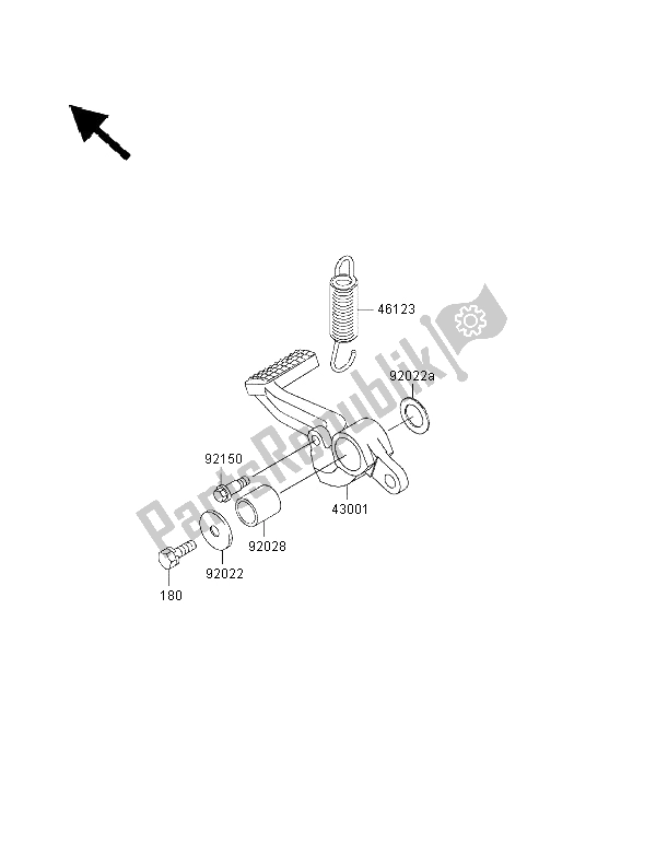 All parts for the Brake Pedal of the Kawasaki Ninja ZX 12R 1200 2000