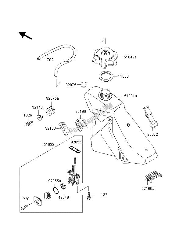 Tutte le parti per il Serbatoio Di Carburante del Kawasaki KLX 250R 1996